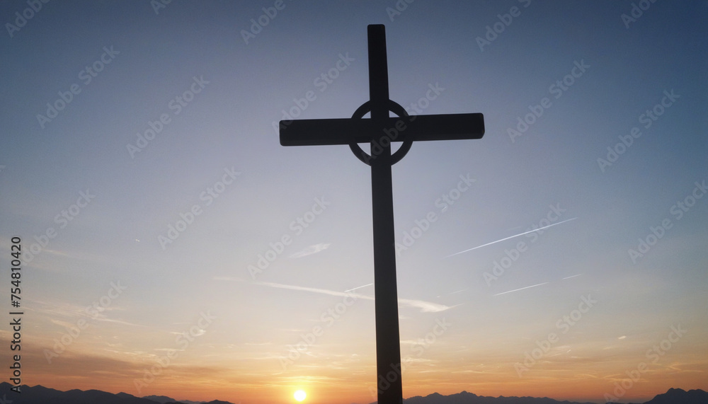 The Cross at Sunrise big black silhouette of a cross