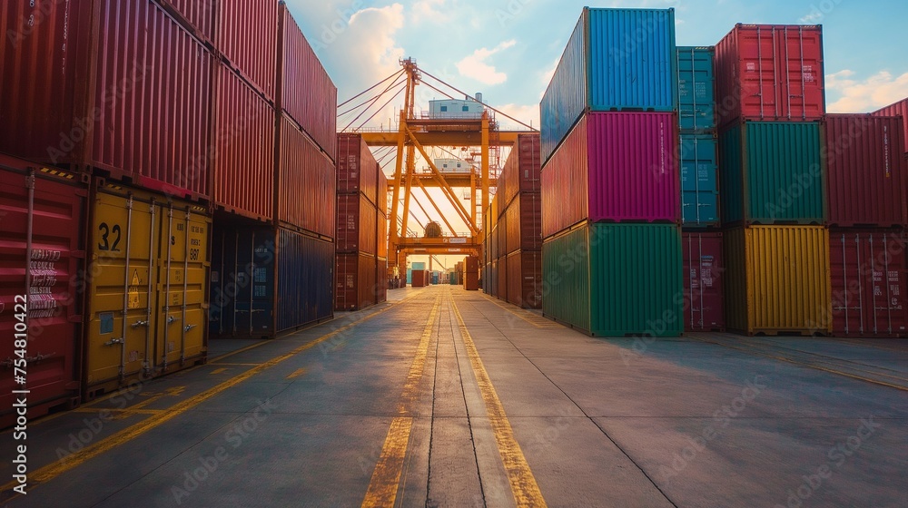 Fototapeta premium Cargo Container Freight Yard