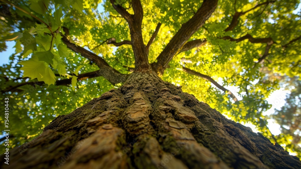 Fototapeta premium The big tree with green leaves, green nature concept.