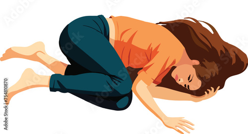 Young woman resting peacefully illustration