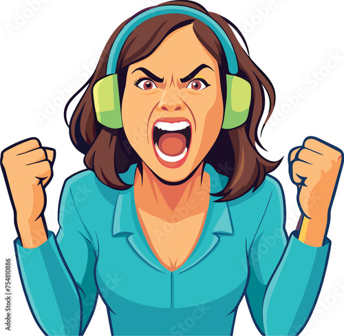 Angry and determined female businesswoman shouting and expressing frustration in the office -