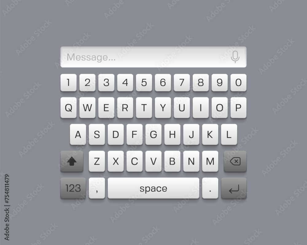 Mobile keyboard. Smartphone screen qwerty buttons. Vector template for your design. Mobile keyboard. Smartphone screen qwerty buttons. Vector template for your design.
