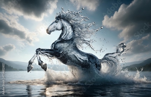 a horse made entirely of water
