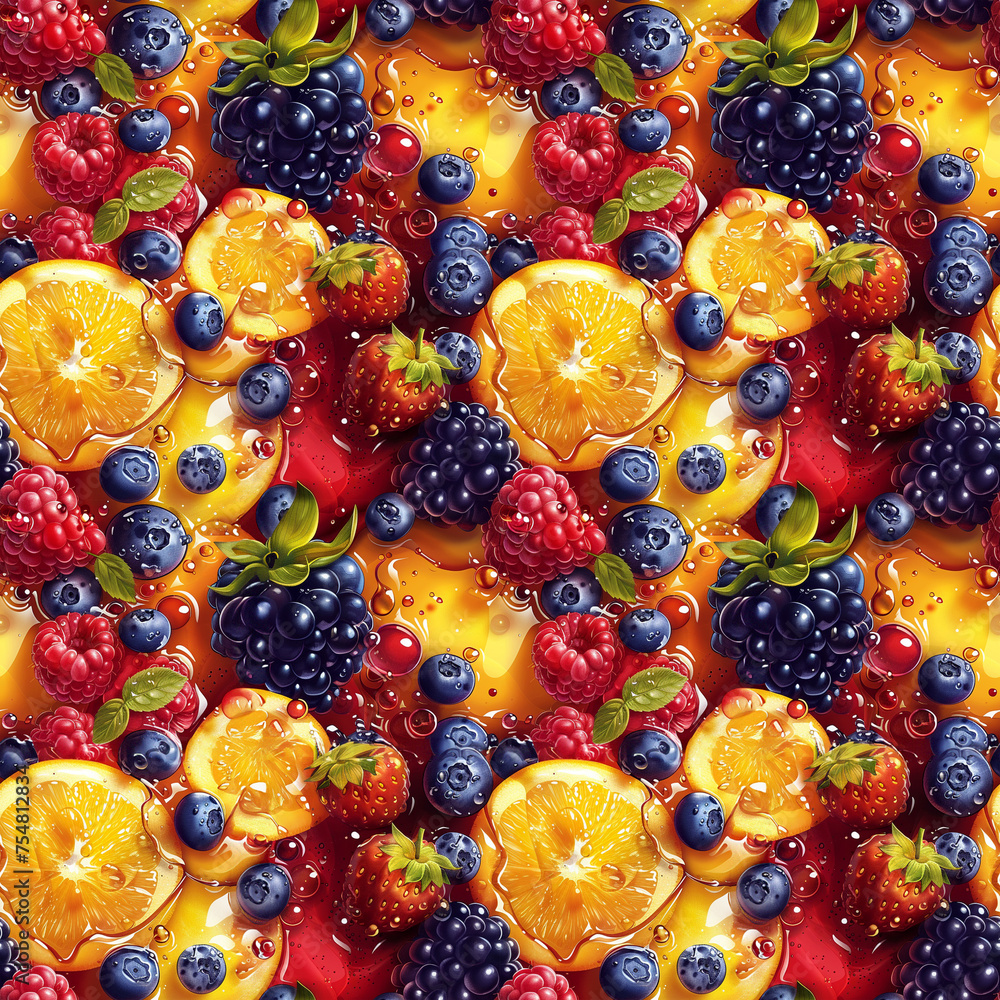 Seamless fruit pattern in vector style
