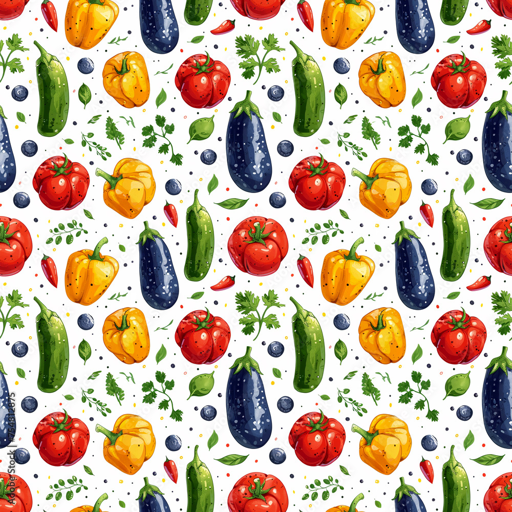 Seamless grocery vegetarian pattern in vector style Seamless grocery vegetarian pattern in vector style