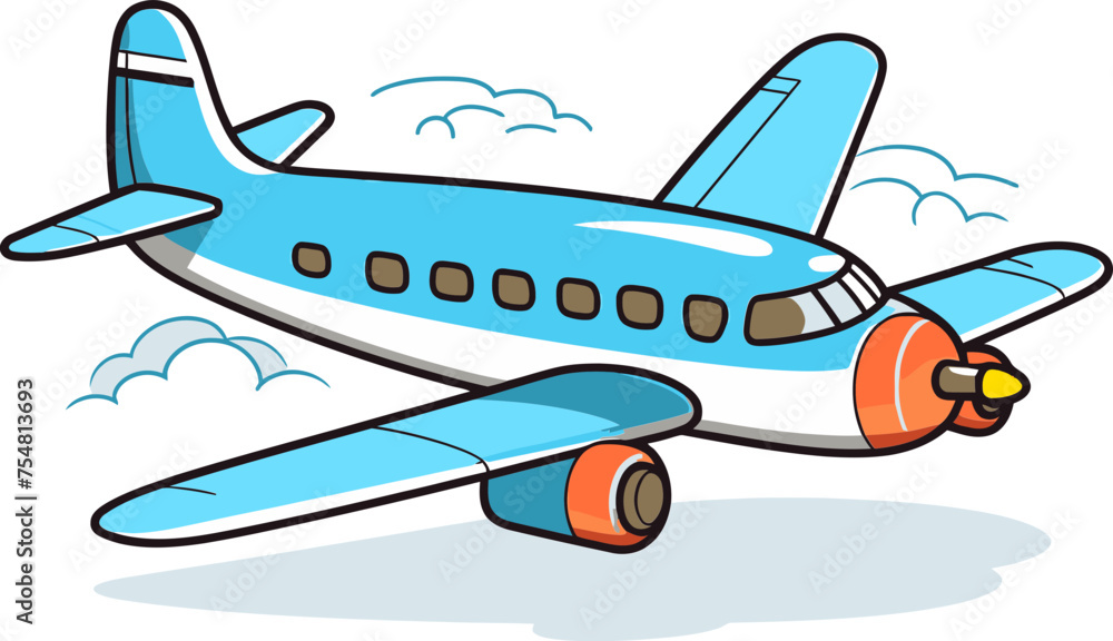 Above the cloudscape Vector airplane illustration