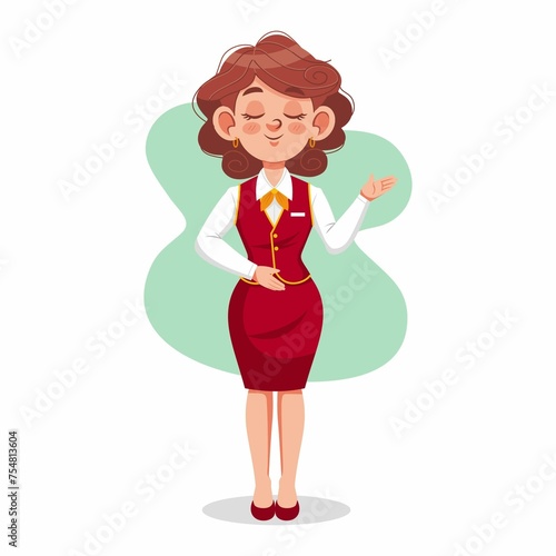 Hand Drawn Recepcionist Cartoon Illustration photo