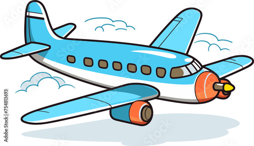 Above the cloudscape Vector airplane illustration