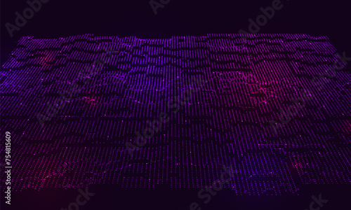 Cyber background constructed with different particles. Digital 3d futuristic grid. Vector illustration. photo