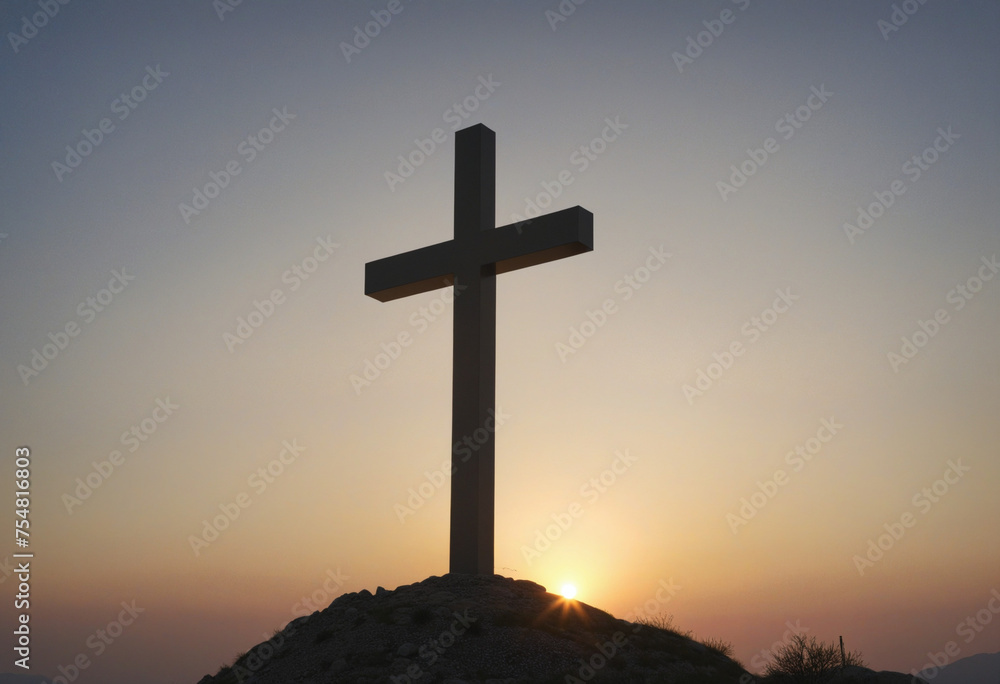 The Cross at Sunrise black silhouette background easter