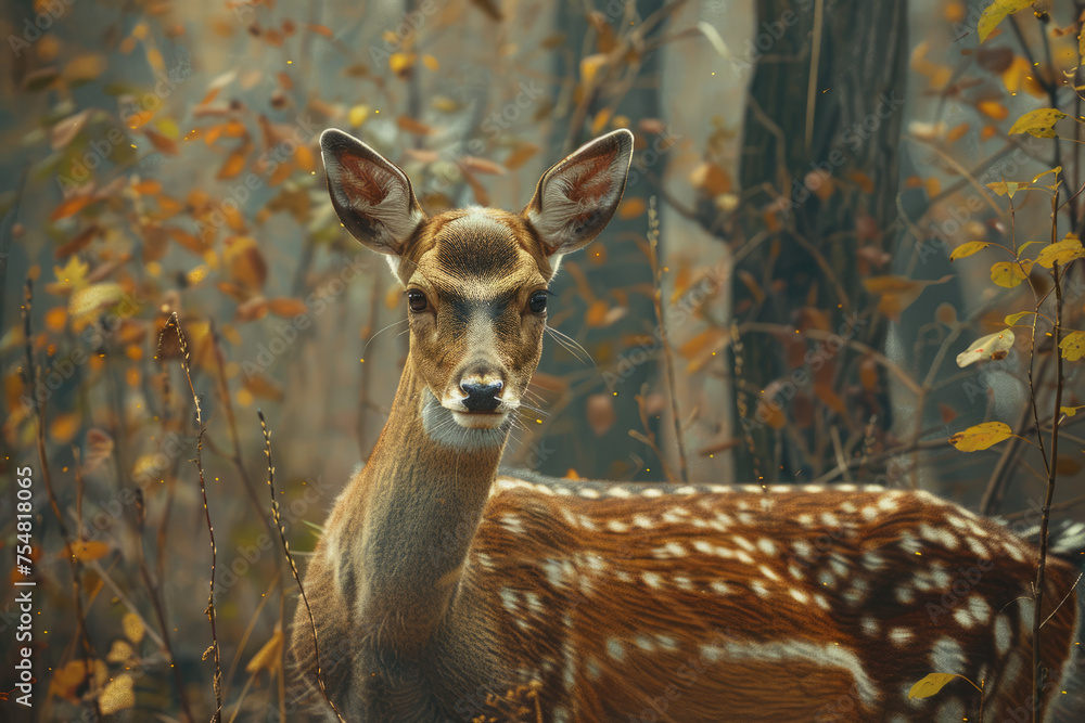 Beautiful young deer in the forest Beautiful young deer in the forest