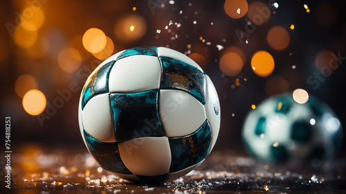 Soccer ball isolated on blurred background.