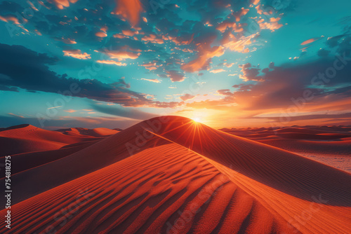 desert landscape, blue sky and yellow sand