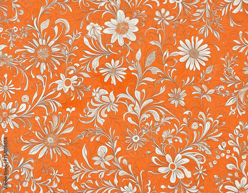 background with flowers orange vintage background