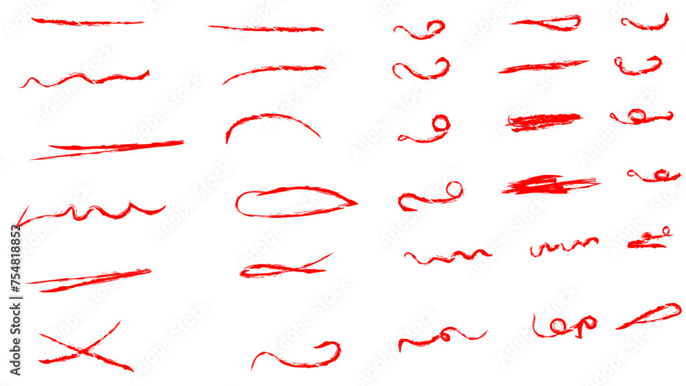 An artistic array of dynamic red brush strokes, lines, doodles, ideal for creative design elements and backgrounds. Collection of Vibrant Red Brush Strokes, Scribbles, chalk. Vector illustration An artistic array of dynamic red brush strokes, lines, doodles, ideal for creative design elements and backgrounds. Collection of Vibrant Red Brush Strokes, Scribbles, chalk. Vector illustration