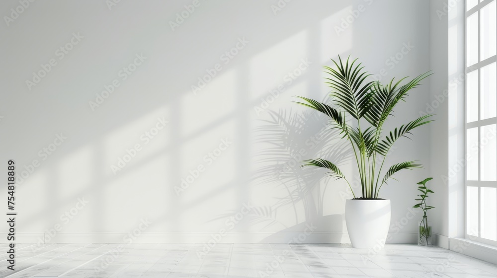 White interior with green plants White interior with green plants