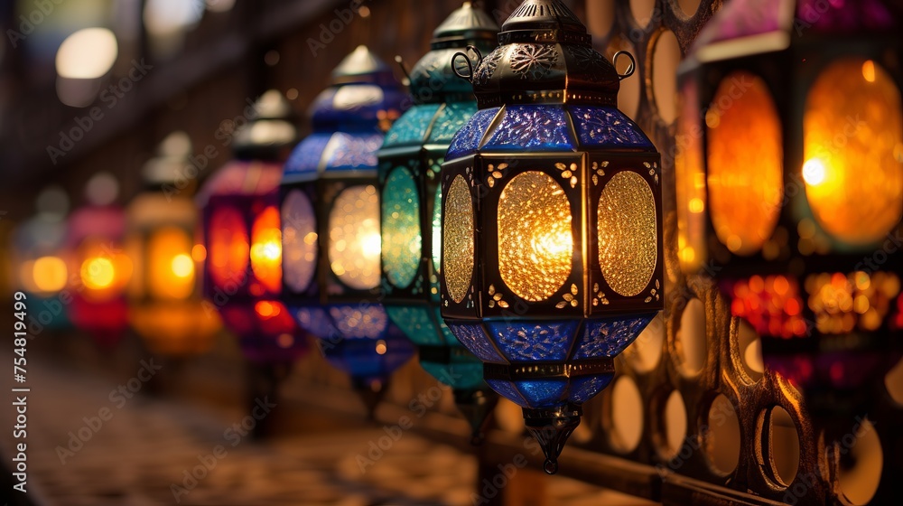 Lanterns illuminated during the holy month of Ramadan.