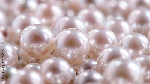 Texture of white pearls close-up background