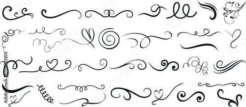 black swirl designs, vector art. Perfect for wedding invitations, greeting cards, print designs. Detailed, easily editable. Luxury, sophistication in every curl and wave