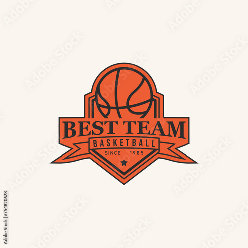 team basketball logo line vintage team design vector.