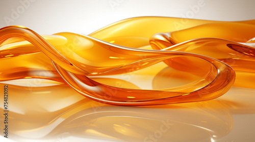 abstract orange ribbon on a white background. 3d render illustration