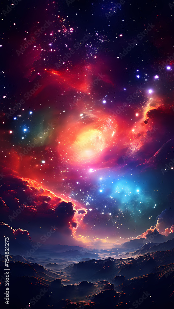 the beauty of a colorful galaxy filled with stars, nebulae, and cosmic dust, providing a stunning and immersive backdrop for mobile phone screens, generative ai the beauty of a colorful galaxy filled with stars, nebulae, and cosmic dust, providing a stunning and immersive backdrop for mobile phone screens, generative ai