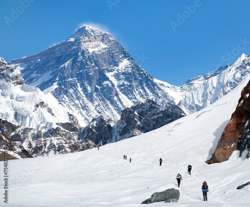 mount Everest glacier hikers Nepal Himalayas mountains