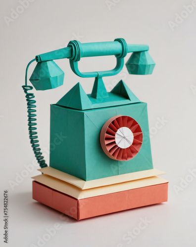 Old Telephone Origami Style, Ai Illustration