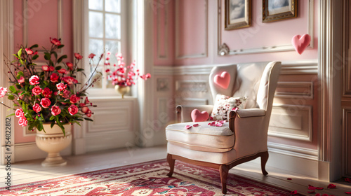 Luxurious Room Decor with Classic Furniture, Vintage Elegance, and Ornate Details, White and Bright Interior Design