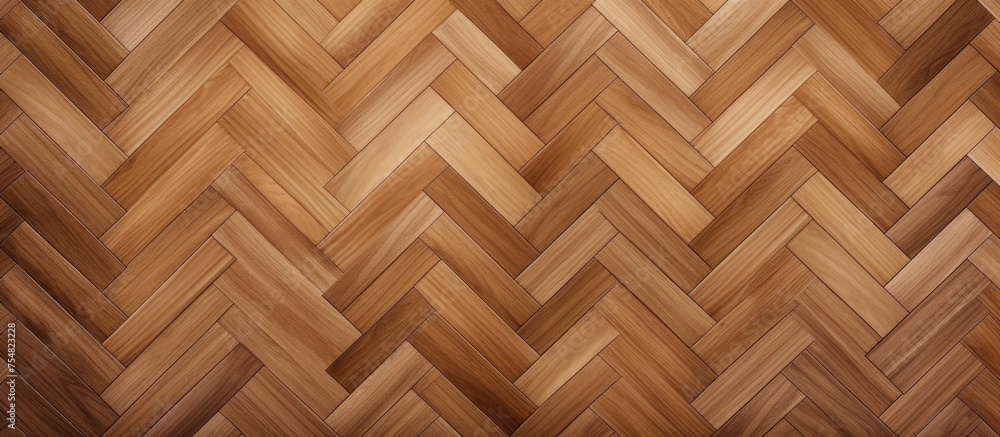 A detailed view of a light brown herringbone wood parquet floor with intricate patterns and textures, showcasing the natural grains and colors of the wood. A detailed view of a light brown herringbone wood parquet floor with intricate patterns and textures, showcasing the natural grains and colors of the wood.