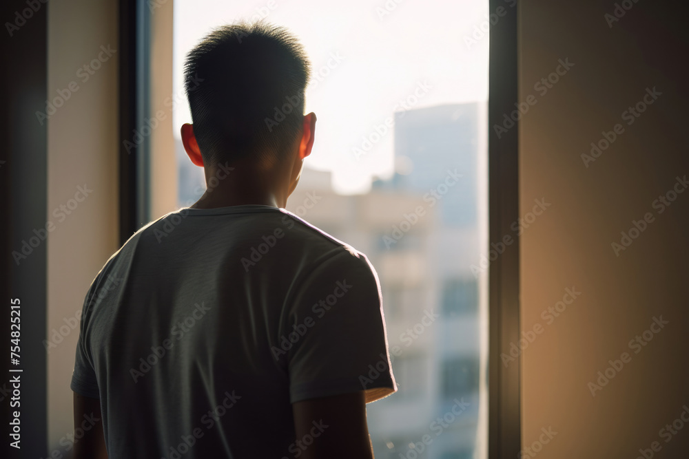 男性, 男性の後ろ姿, 部屋, 窓, 窓辺, 窓際に佇む男性, 外を眺める男性, Male, Male Back View, Room, Window, Windows, Man Standing By Window, Man Looking Out 男性, 男性の後ろ姿, 部屋, 窓, 窓辺, 窓際に佇む男性, 外を眺める男性, Male, Male Back View, Room, Window, Windows, Man Standing By Window, Man Looking Out