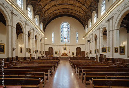 A spacious church without people