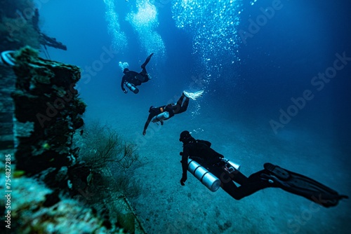 Fototapeta Naklejka Na Ścianę i Meble -  This photo is about scuba diving in the Maldives Islands. Starting from Male Airport, the photos range from underwater shots to mermaid shots by boat. This photo is about scuba diving in the Maldives
