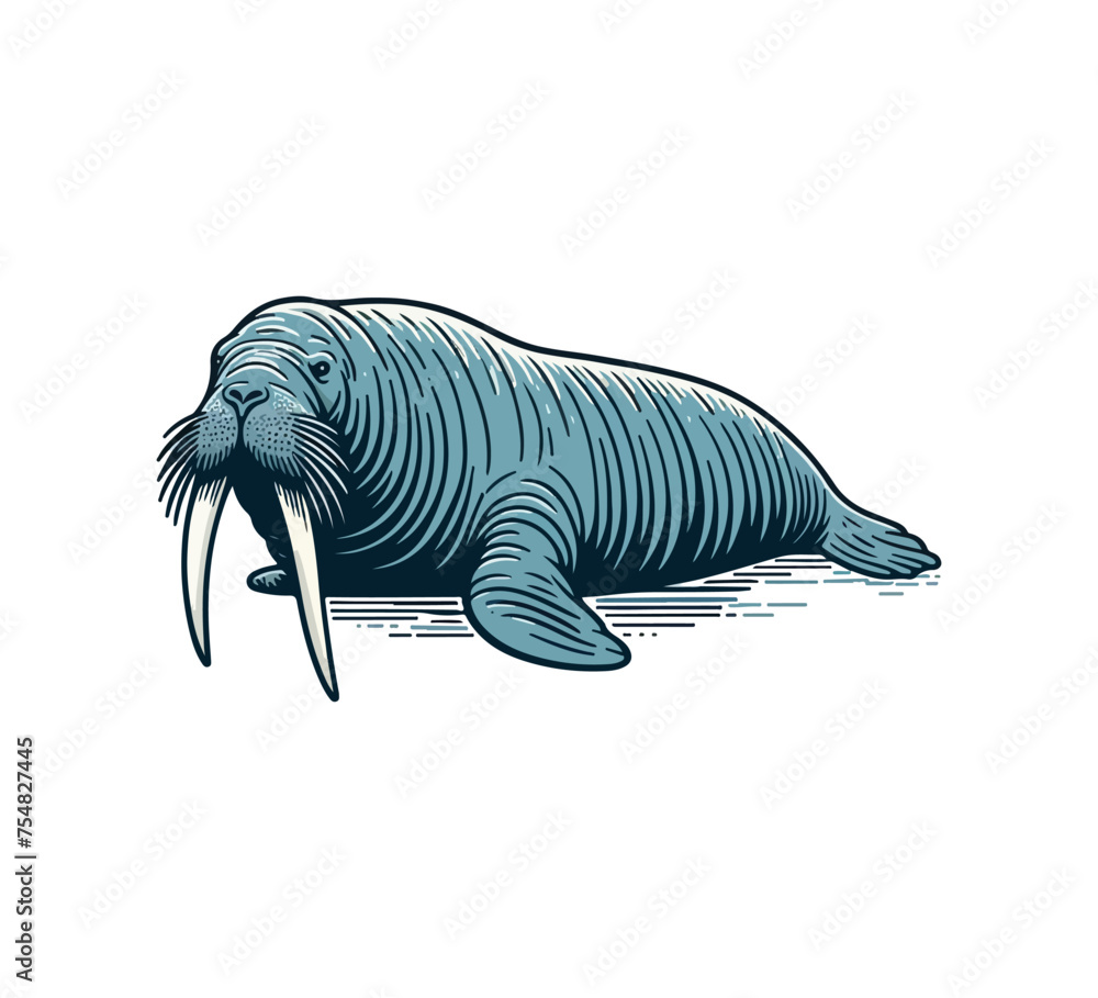 Atlantic walrus hand drawn vector illustration