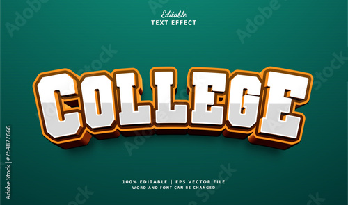 College Editable Text Effect 3d Bold Modern Style 