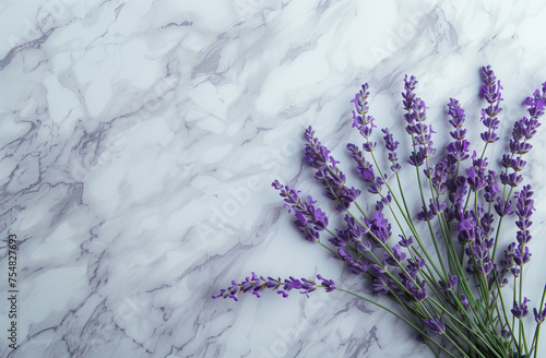 Lavender Flowers on Marble Background