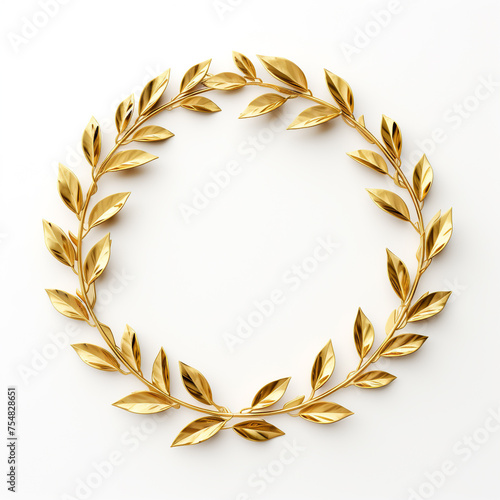 golden laurel wreath on white background сreated with Generative Ai