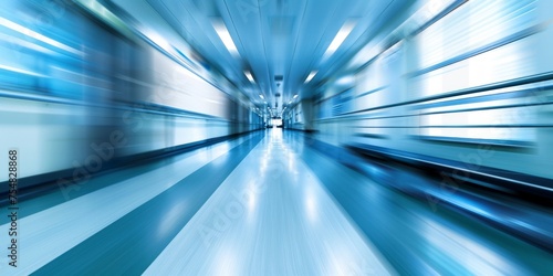 Motion blur effect capturing the high-speed urgency in a hospital corridor.