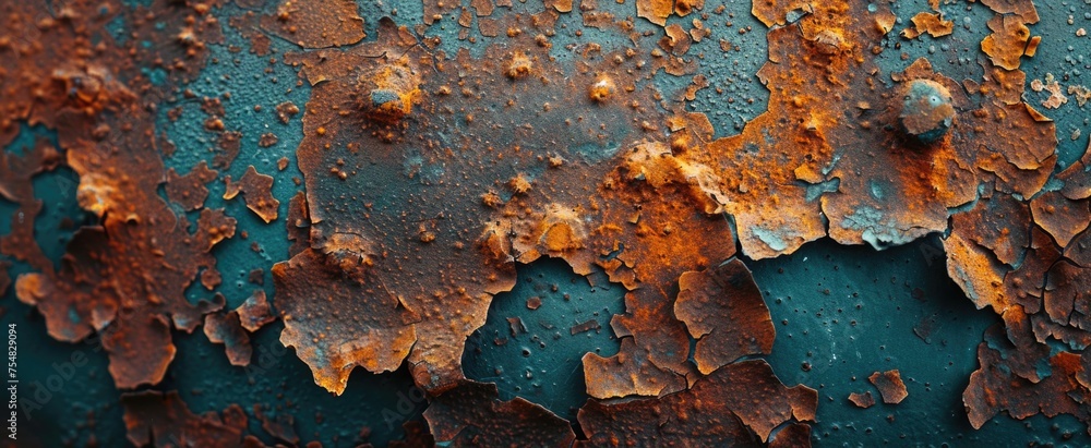 Macro view of rusted metal, showcasing its textured patina and rich colors for an industrial vibe Macro view of rusted metal, showcasing its textured patina and rich colors for an industrial vibe
