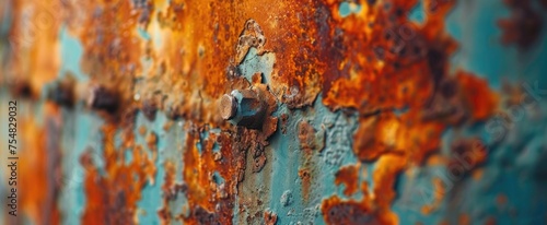 Macro view of rusted metal, showcasing its textured patina and rich colors for an industrial vibe