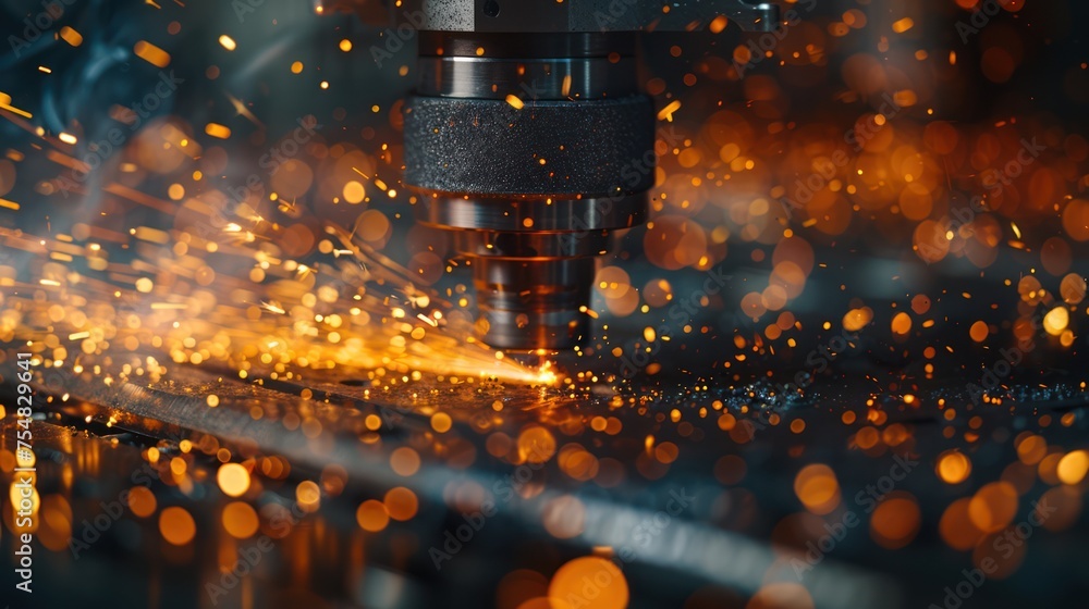 CNC Laser cutting of metal, modern industrial technology Making Industrial Details. The laser optics and CNC (computer numerical control) are used to direct the material CNC Laser cutting of metal, modern industrial technology Making Industrial Details. The laser optics and CNC (computer numerical control) are used to direct the material