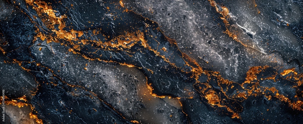 Naklejka premium Macro shot of polished granite, showcasing its glossy finish and intricate details for an elegant background