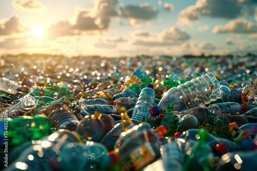 Revolutionizing Environmental Awareness through Colored Plastic Recycling Solutions created with Generative AI technology photo