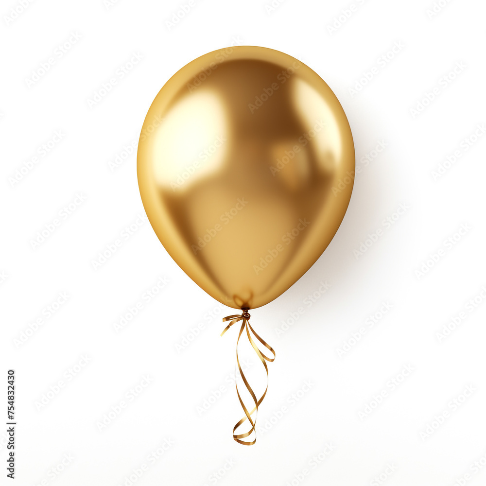golden balloon on white background сreated with Generative Ai golden balloon on white background сreated with Generative Ai