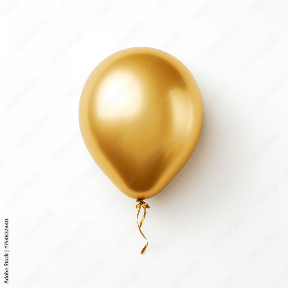 golden balloon on white background сreated with Generative Ai golden balloon on white background сreated with Generative Ai