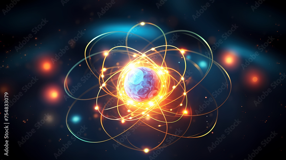 Obraz premium atomic nucleus electron neutron proton