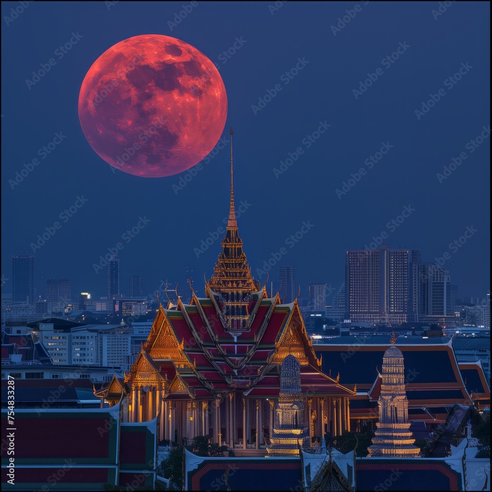 Super Blue Blood Moon 31.01.2018 8.00PM Thailand ai generated