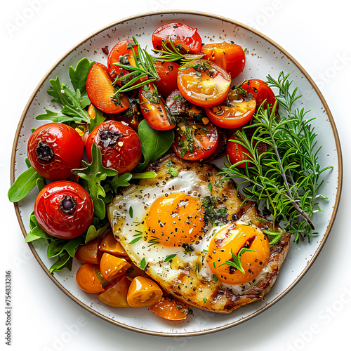 Cowboy Cuisine A WesternInspired Lunch Platter, Top View, on a White Background created with Generative AI technology