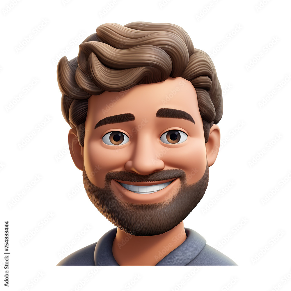 Memoji very handsome smiling man on a white background сreated with Generative Ai