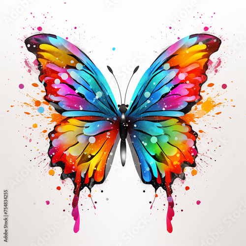 photo bright butterfly on a white background сreated with Generative Ai © Andrii Yablonskyi